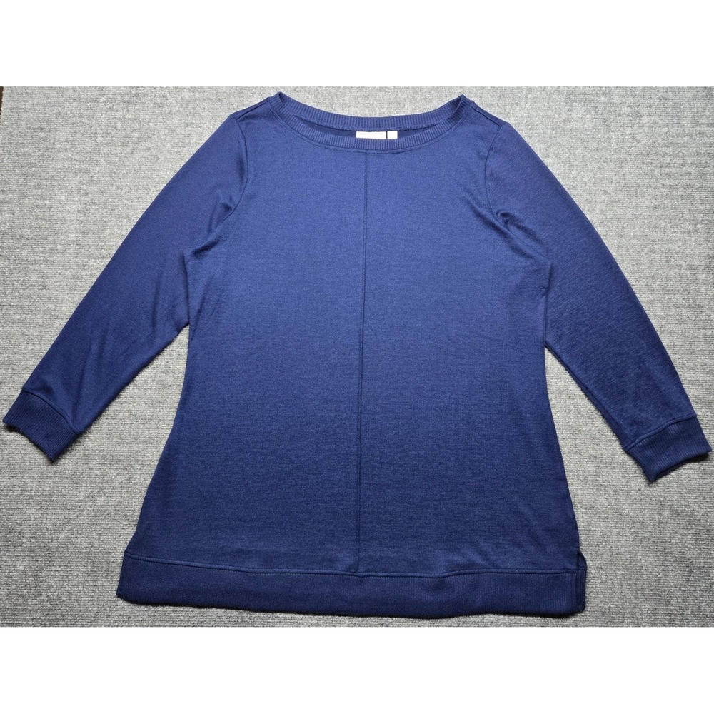 D&CO Active Shirt Womens XL Blue Crew Neck Long Sleeve Stretch Pullover Top